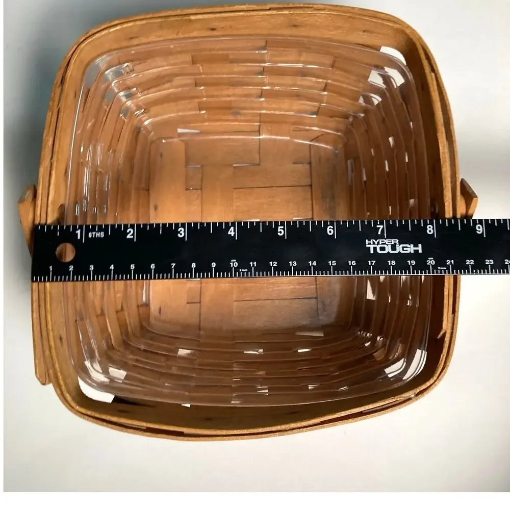1992 Longaberger Square Basket with Swinging Handle Plastic Protector *READ*